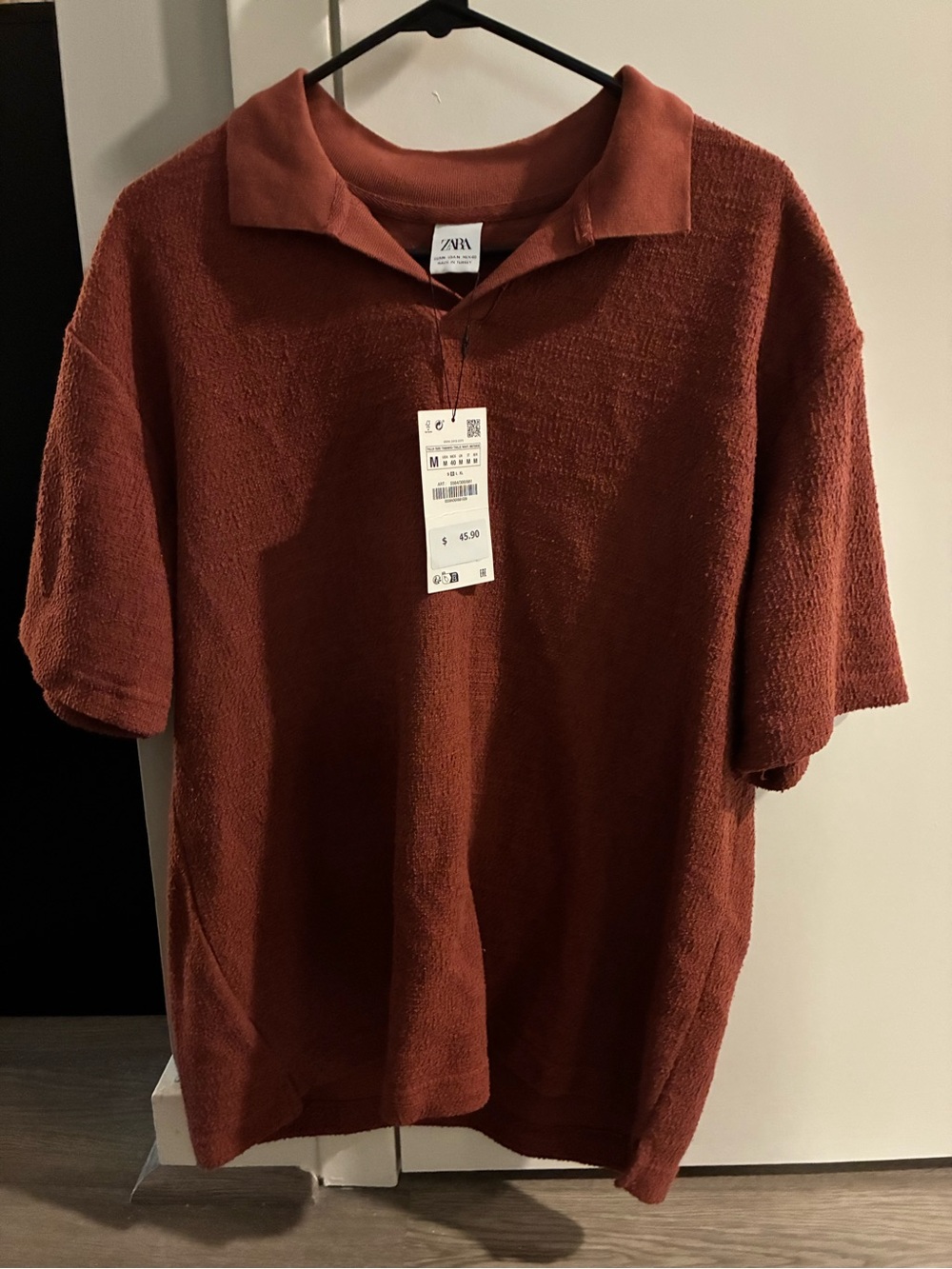 ZARA Men's Rust Short-Sleeve Polo Shirt